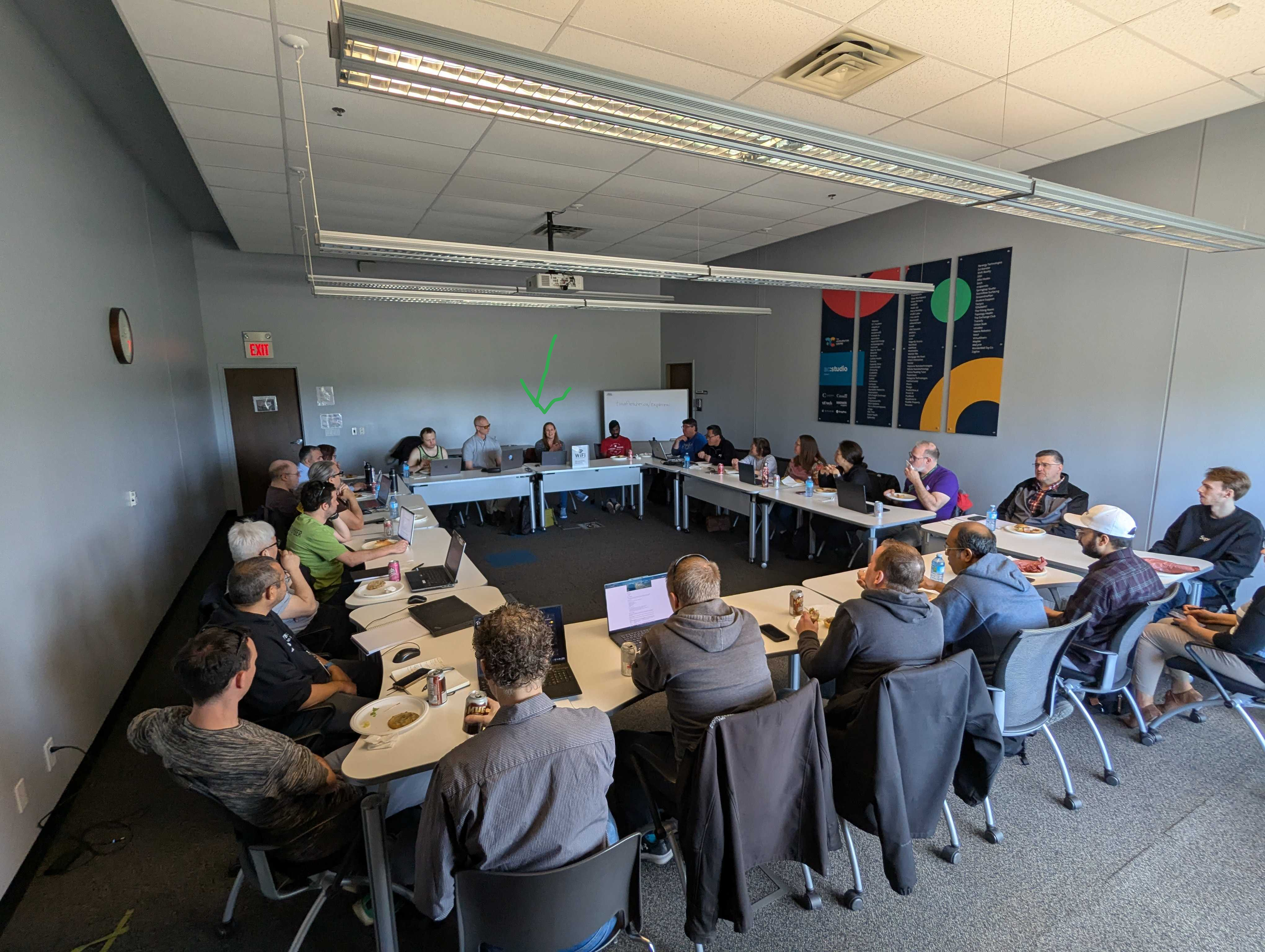 Photo of me presenting the Guided Exploration - Using AI to assist with software quality tasks session at a KWSQA event