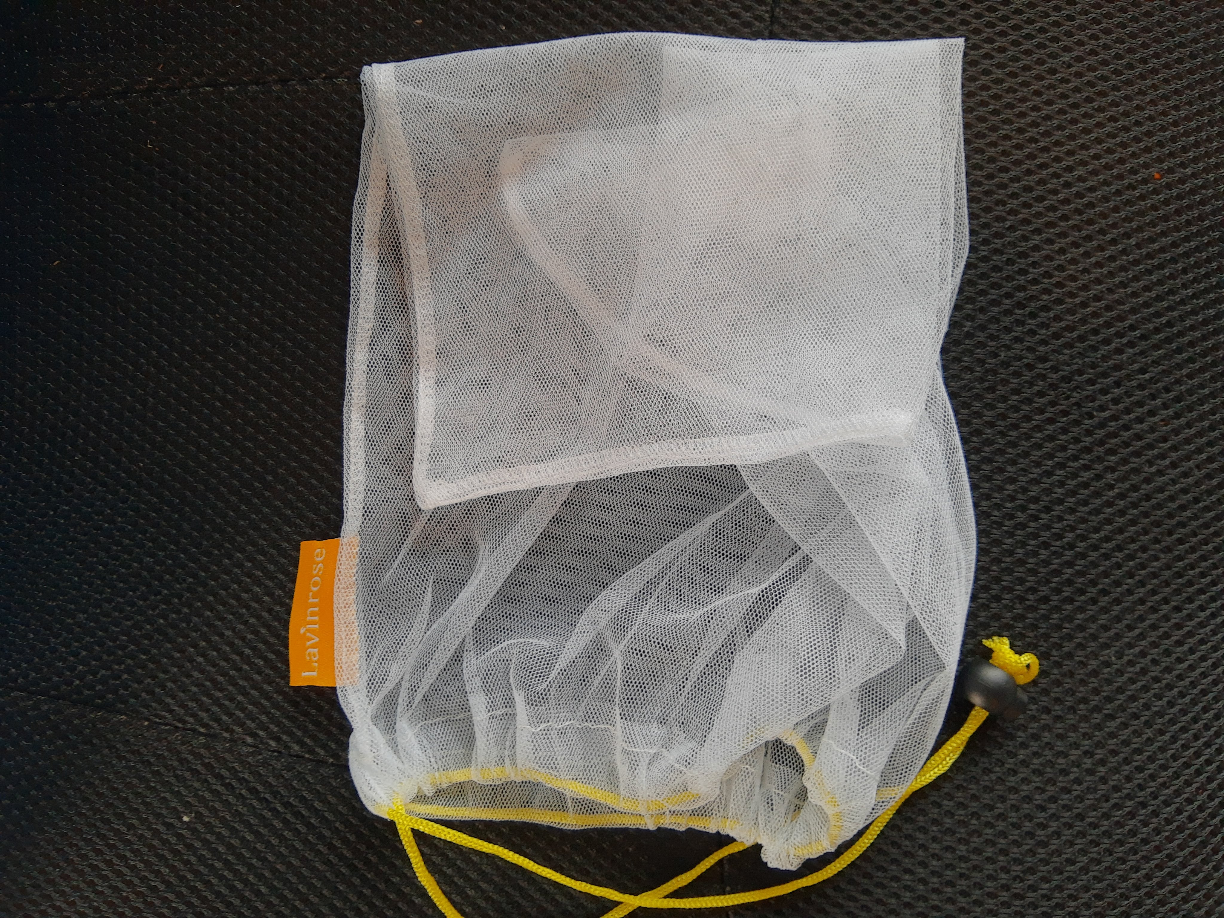 A mesh produce bag