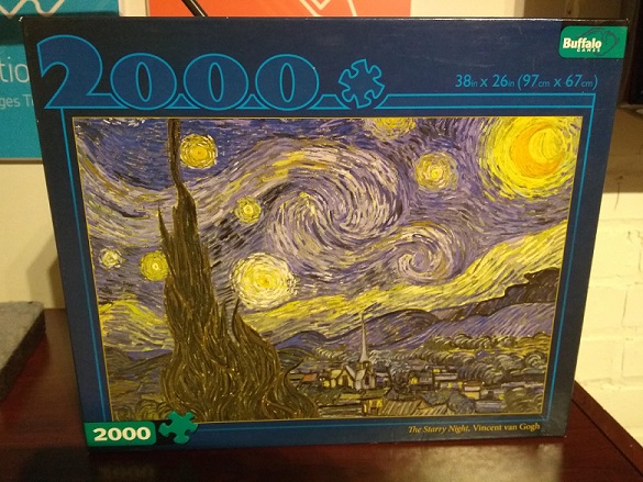 Picture of a 200 piece puzzle of the Starry Night painting